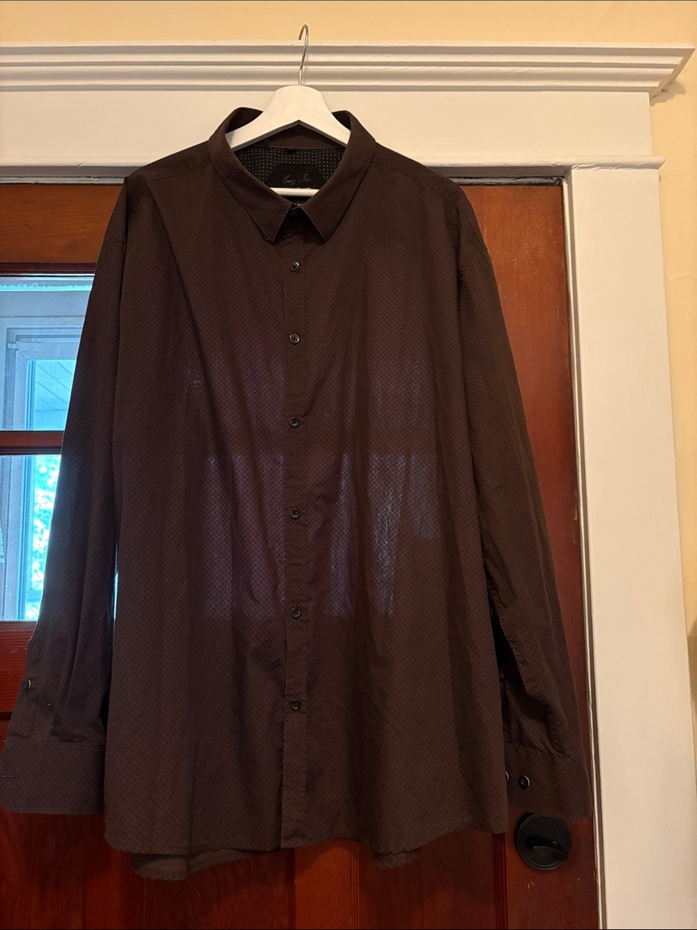 Point Zero Men's Dark Brown Dress Shirt with Black Trim